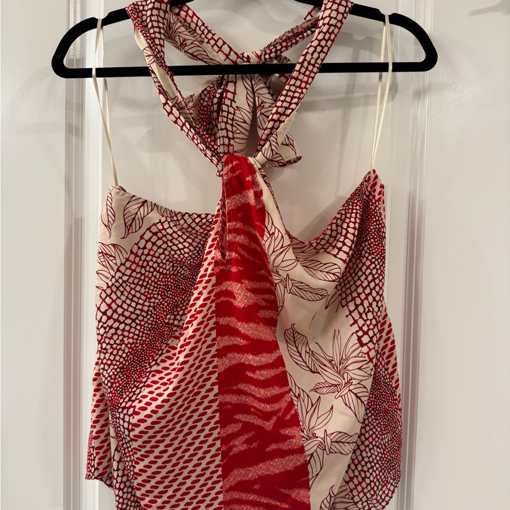 Banana Republic Red Patterned Blouse
